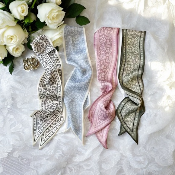 4 Pc Set Vintage‎ Chic Satin Style Elegant Paisley Print Selection Twillys Our new Twilly scarves are one of those pieces you main image 4